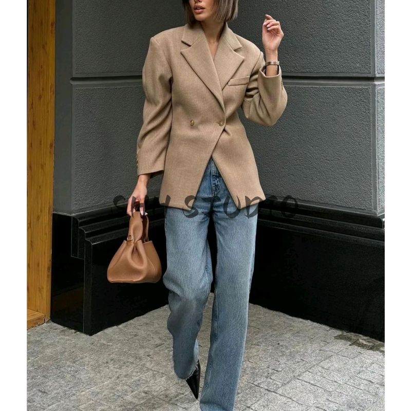 Fall New Women's Clothing French Style Commute Style Lapel Long Sleeves Two Buttons Waist-Tight Profile Silm Suit Outwear