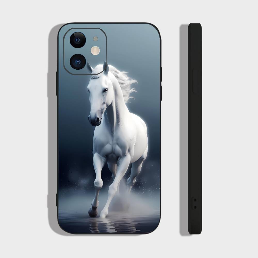 Animal Galloping Horse For IPhone 13,17,11,12,16,14,15,Plus,Pro Max Soft Silicone Black Phone Case
