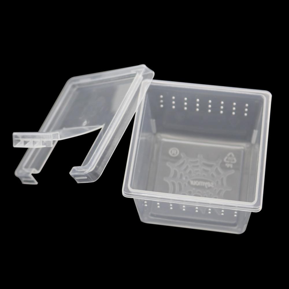 2 Pcs Plastic Reptiles Living Box Transparent Reptile Terrarium Habitat Spider Snake Transport Breeding Feeding Case