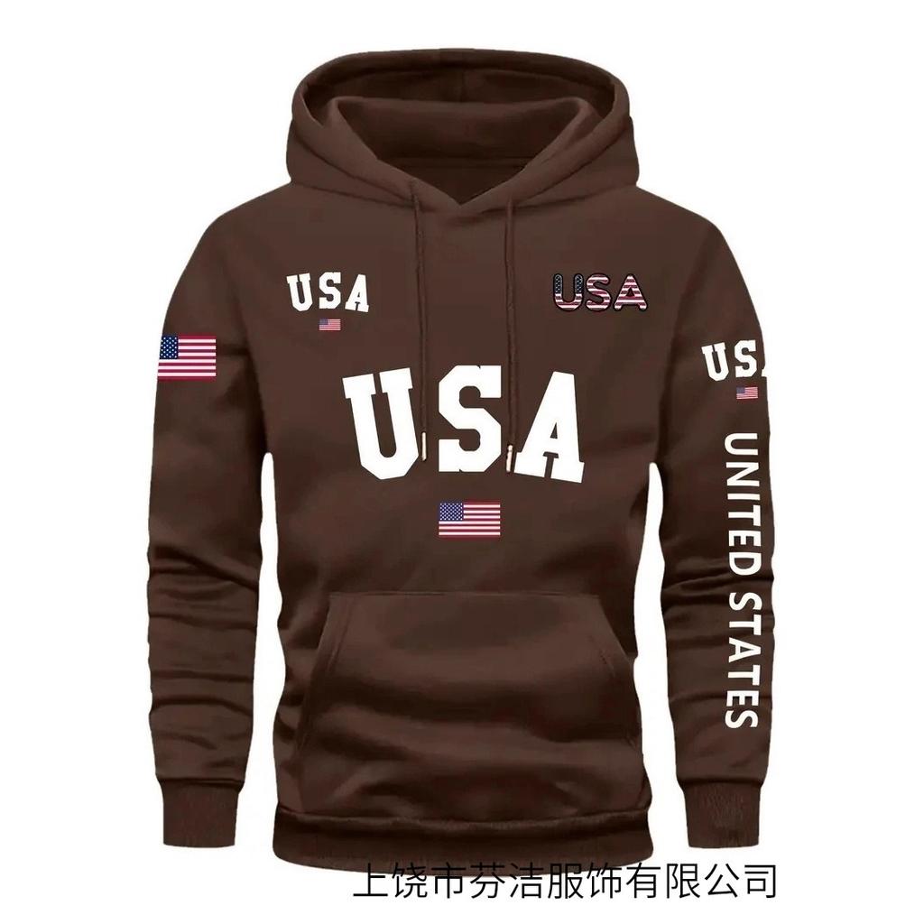 Popular Autumn and Winter New Sweater USA3d Digital Printing Simple Letter Hoodie Sports and Leisure