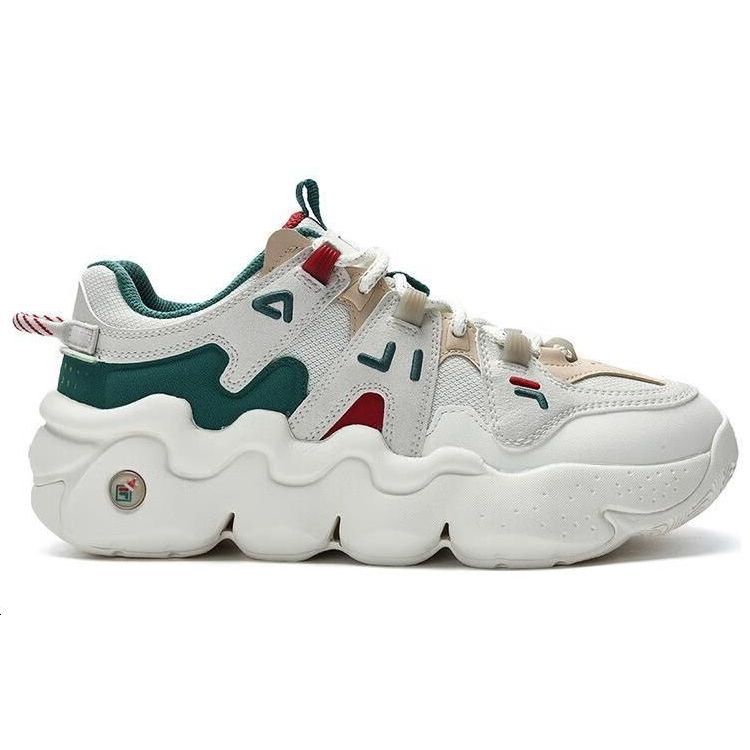 FILA Panini Xmas Fashion Versatile Sports Shock Absorbing Durable Low Top Lifestyle Casual Shoes Men casual shoes White Green F12M312113FSL