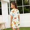Girls Animal Print Dress Kids Loose Fit Short Sleeve Round Neck Lightweight Casual Dress for Children Summer Wear