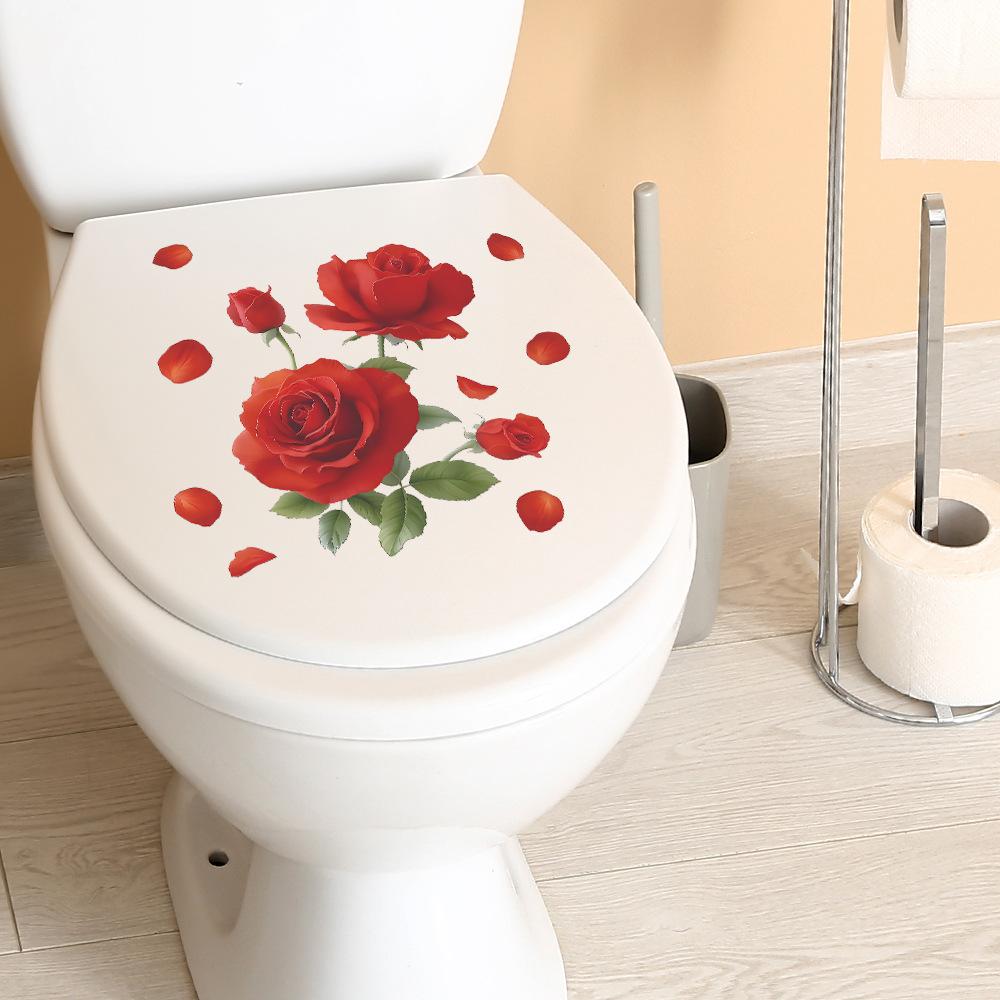 Romantischer Roter Rosen Home Badezimmer Toilette Dekorativer Aufkleber