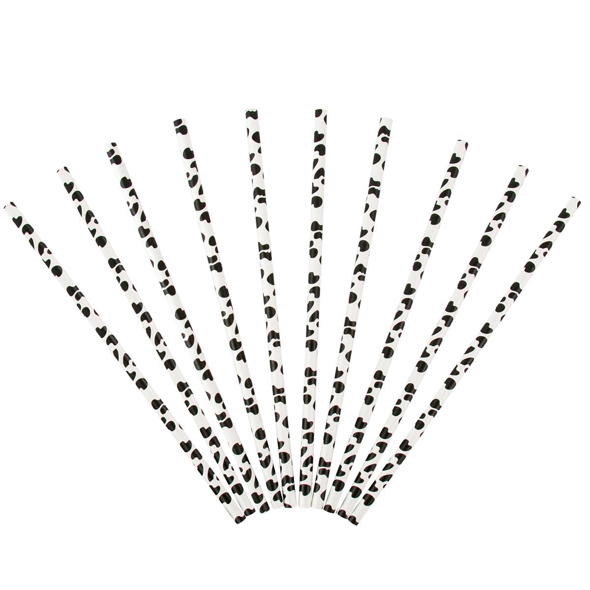 

10/20pcs Black White Cow Pattern Paper Drinking Straw Farm cow Theme Decor Straws kids Birthday Western Cowboy party supplies 10pcs