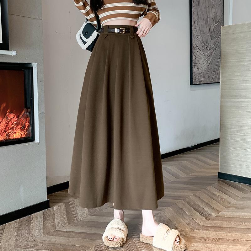 New Autumn Clothing Style High-waisted Tweed Large Sway A-line Covers Hips and Makes You Look Slim and Long Skirt Pleated Skirt for Women