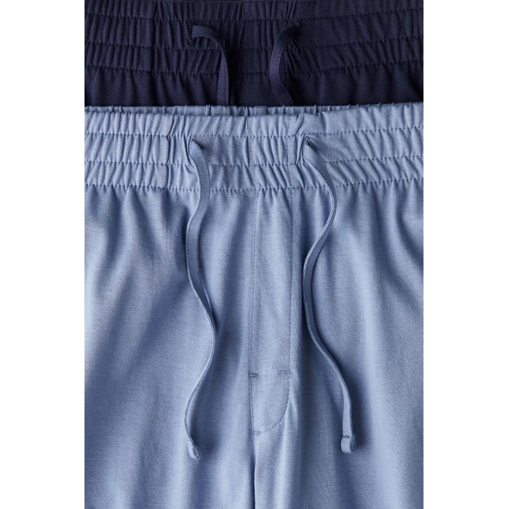 H M Jersey Jogger Pants Regular Fit 2 Piece Set ligHt Blue Navy Blue