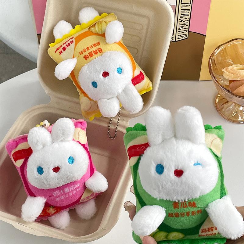 New Cute Cute Rabbit Keychain Creative Snacks Small Doll Pendant Couple Bag Hanging Decoration
