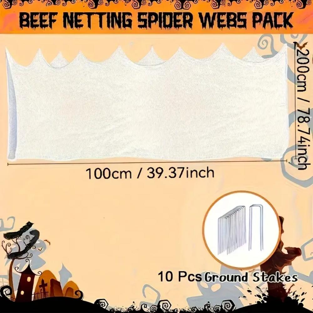 DAZONGE Spider Webs Halloween Decorations, Stretchy Halloween Beef Netting Spider Web, Spooky Spider Web Decorations for Haunted