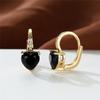 Crystal Female Green Purple Zircon Stone Clip Earrings Vintage Gold Color Love Heart Wedding Jewelry For Women