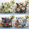 Elegant Single Printed Flowers Pillow Case Anti-dustmite Pillowcase Invisible Zipper Silky Short Plush Sofa Cushion Cover