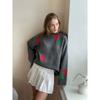 Cross-Border round Neck Rose Printed Sweater Sweater European and American Autumn and Winter New All-Matching Loose Pullover Sweater for Women