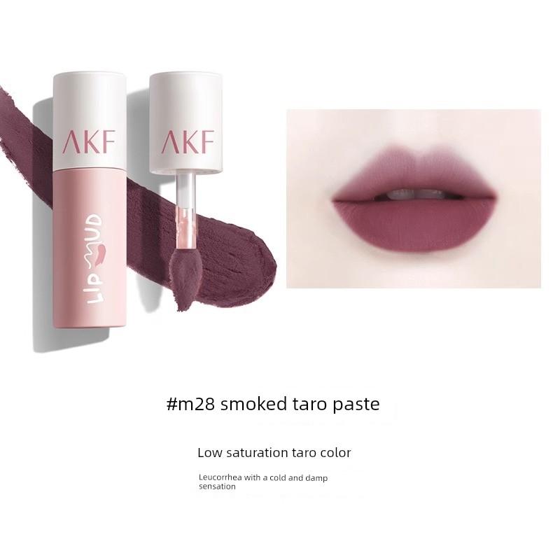 Akf Lip Mud Lip Glaze Lipstick Matte Matte Finish M17 Waterproof Long-Lasting Non-Stick Cup M07 Niche Affordable Natural Look Brightening