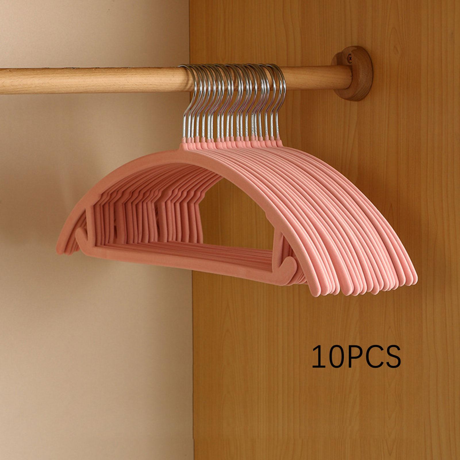 

10 шт. Вельветовые вешалки без выступов на плечах, Нескользящие Сверхпрочные вешалки для костюмов с поворотными крючками, Компактные вешалки для одежды для пальто Length 44.5CM розовый