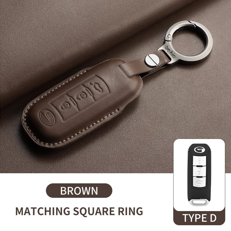 Leather Car Remote Key Case Cover for GAC Trumpchi GS3 GS4 GS5 GM8 GA3 GA4 GA6 SGS7 Empow J11 J12 J13 Car Key Fob Shell Keychain