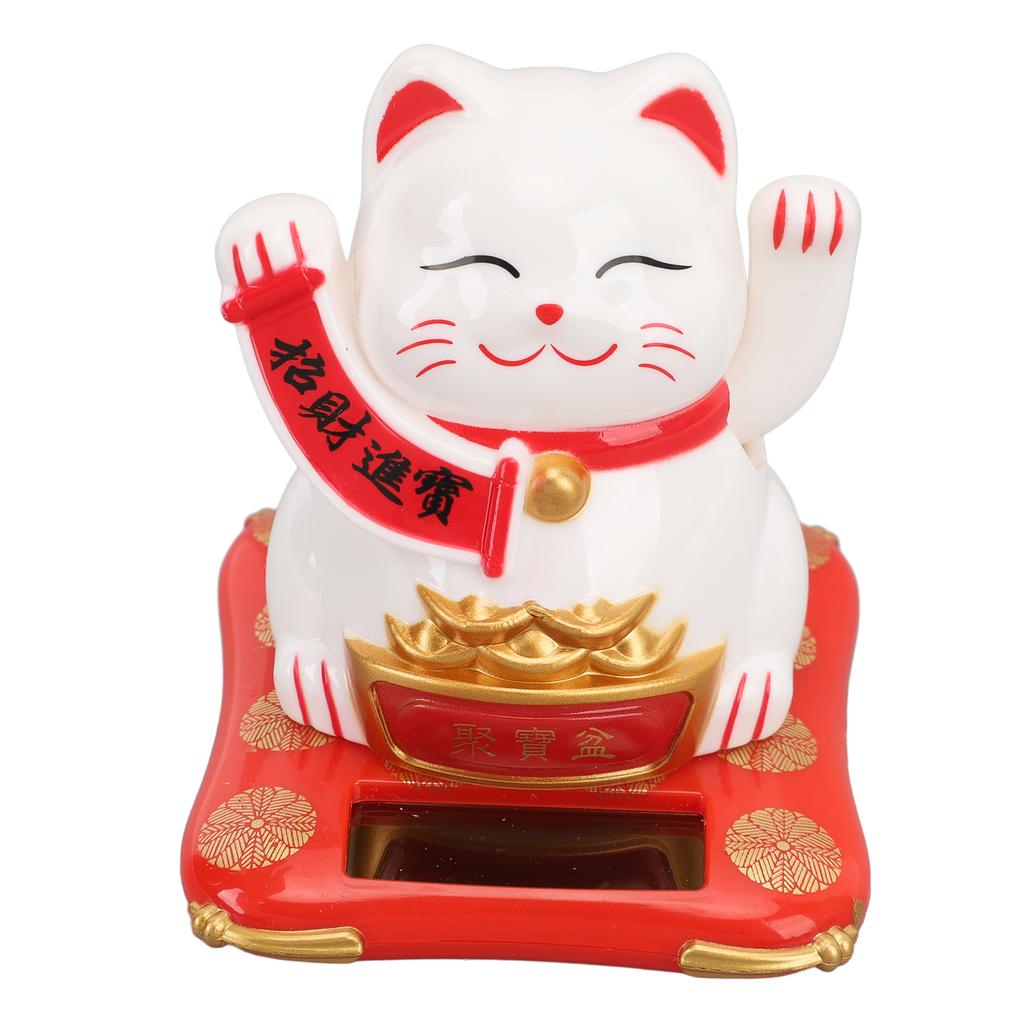 Lucky Waving Cat Solar Power Arm Waving Fortune Cat Plastic Wealth Welcoming Cat Decorative Lucky