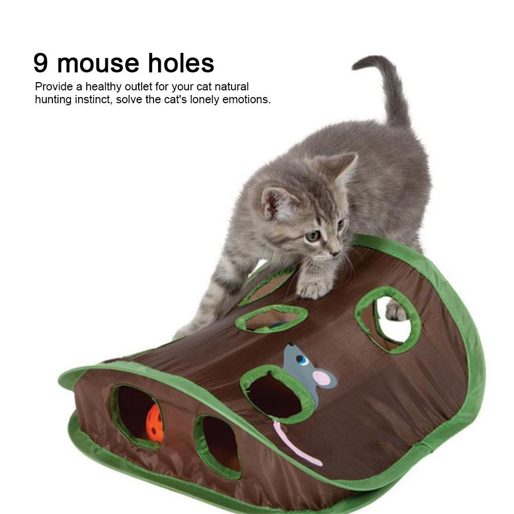 

9 Mouse Holes Pet Cat Interactive Toy Cat Intelligence Trainning Toy with Bell Mouse Toys