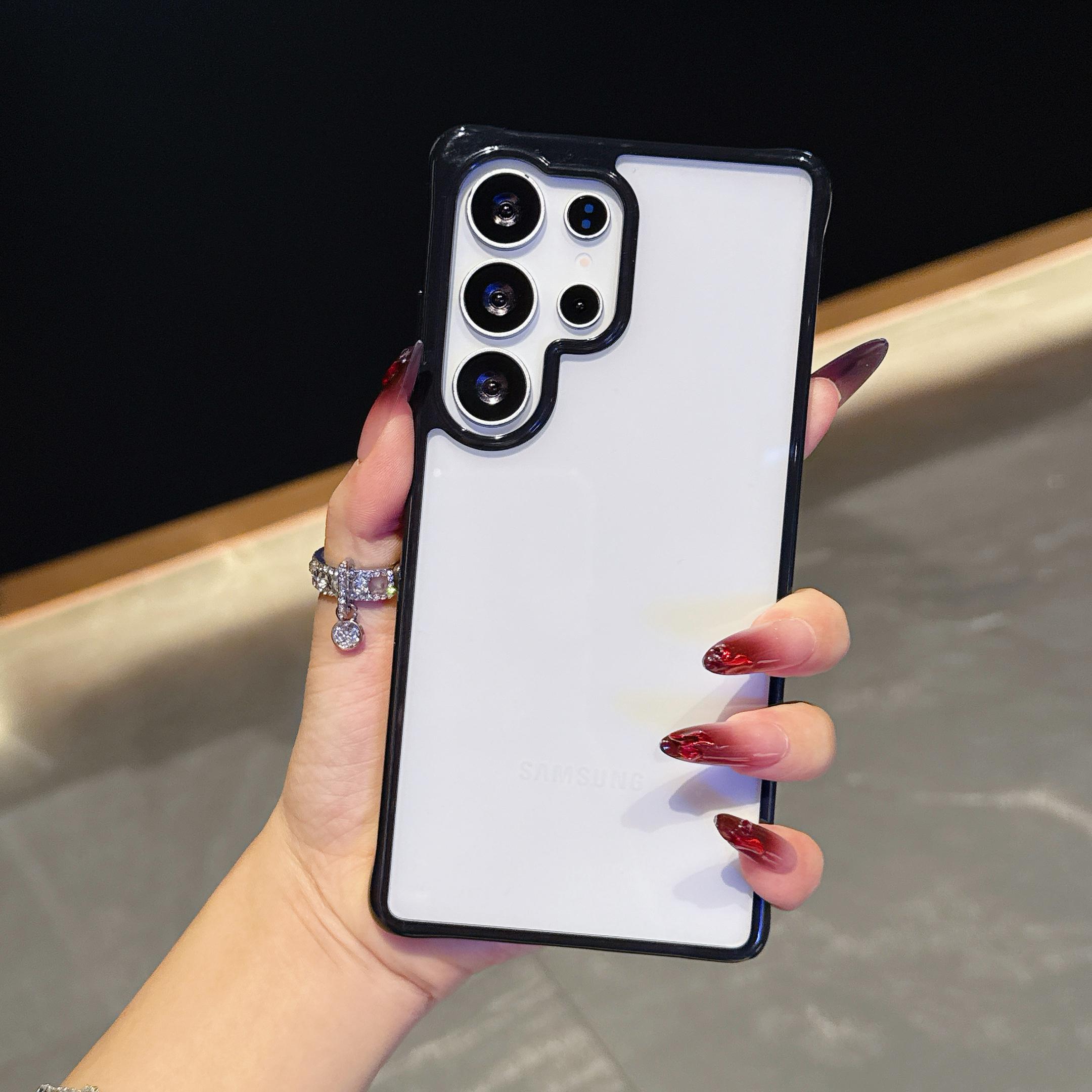 

Противоударный Цветной Бампер Прозрачный Чехол для Телефона Для Samsung Galaxy S23 S24 S25 S24FE Прозрачная Мягкая Акриловая Крышка Для Samsung Galaxy A36 A56 A35 A55 A26 Samsung S23 FE чёрный