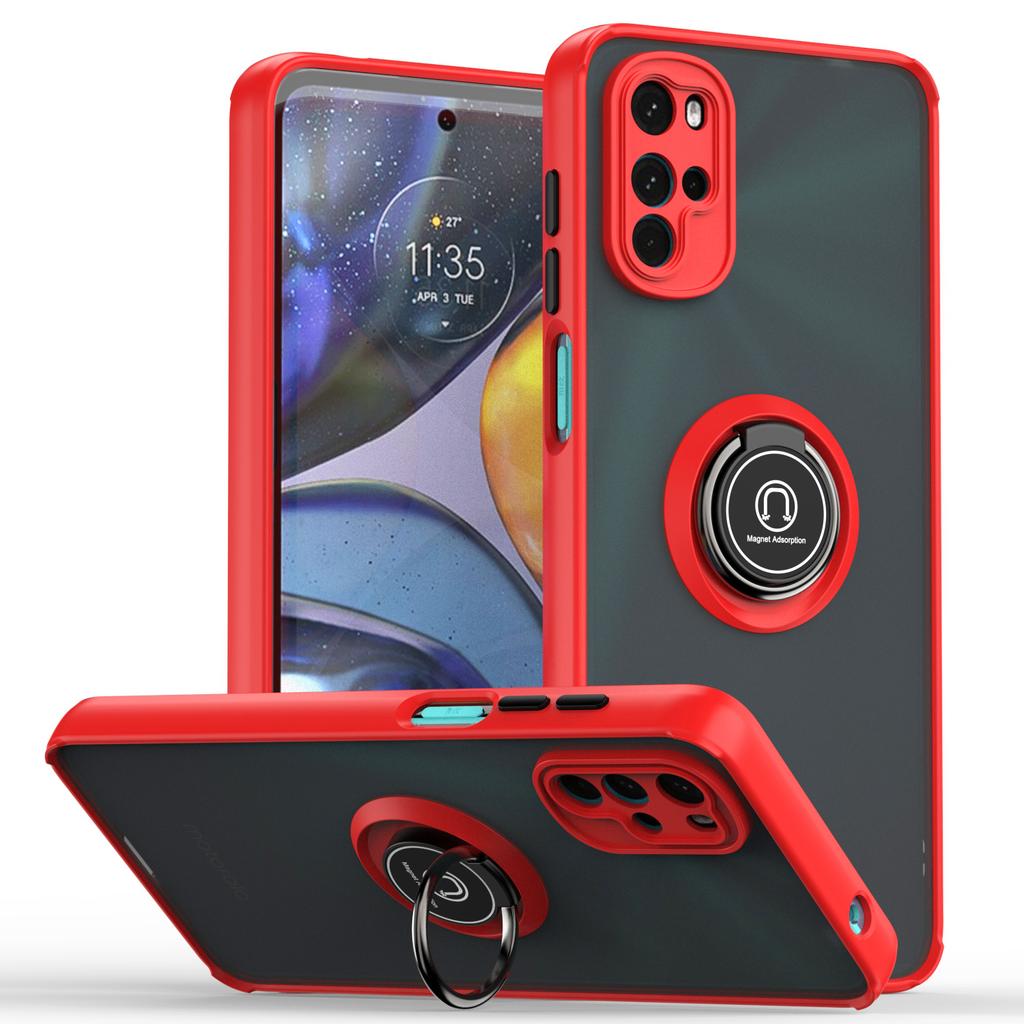 For Motorola Moto G22 Camera Protection Matte Shockproof Case Promotio Case Magnetic Bracket Ring Stand Cover Fundas