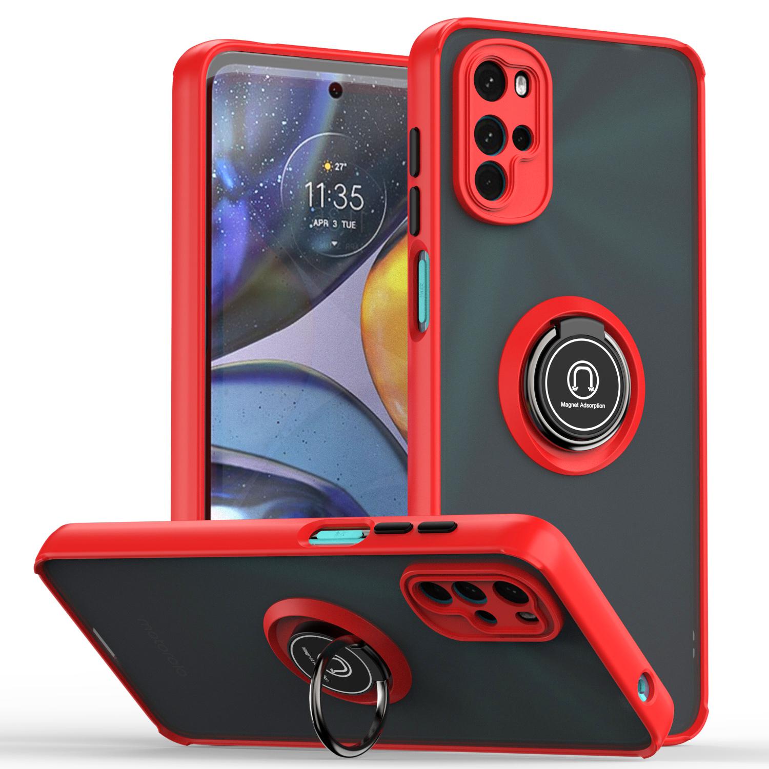 

Для Motorola Moto G22 защита камеры Матовый противоударный чехол Акция чехол Магнитный кронштейн Кольцо-подставка Накладка Fundas For Moto G22 красный