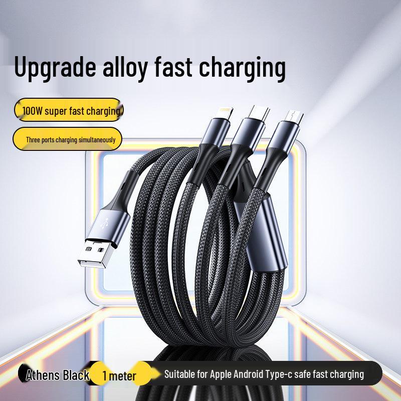 100W 3-in-1 USB-Schnellladekabel mit mehreren Funktionen