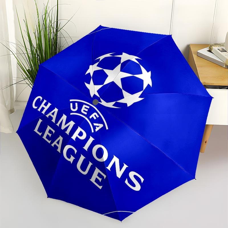 UEFA Champions League Print Automatic Umbrella, 8 Rib Iron Frame, Plastic Handle, Suitable for Outdoor Travel &Daily , Ideal Gift