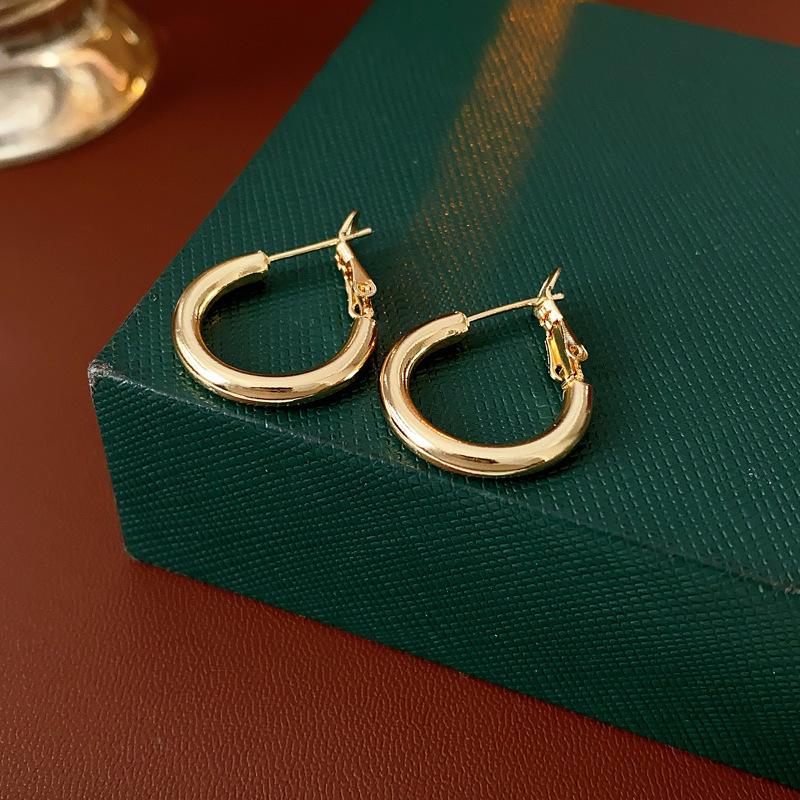 

Stylish Silver Needle Round Hoop Earrings: Simple, Fashionable, Versatile, with a Light Luxury Feel