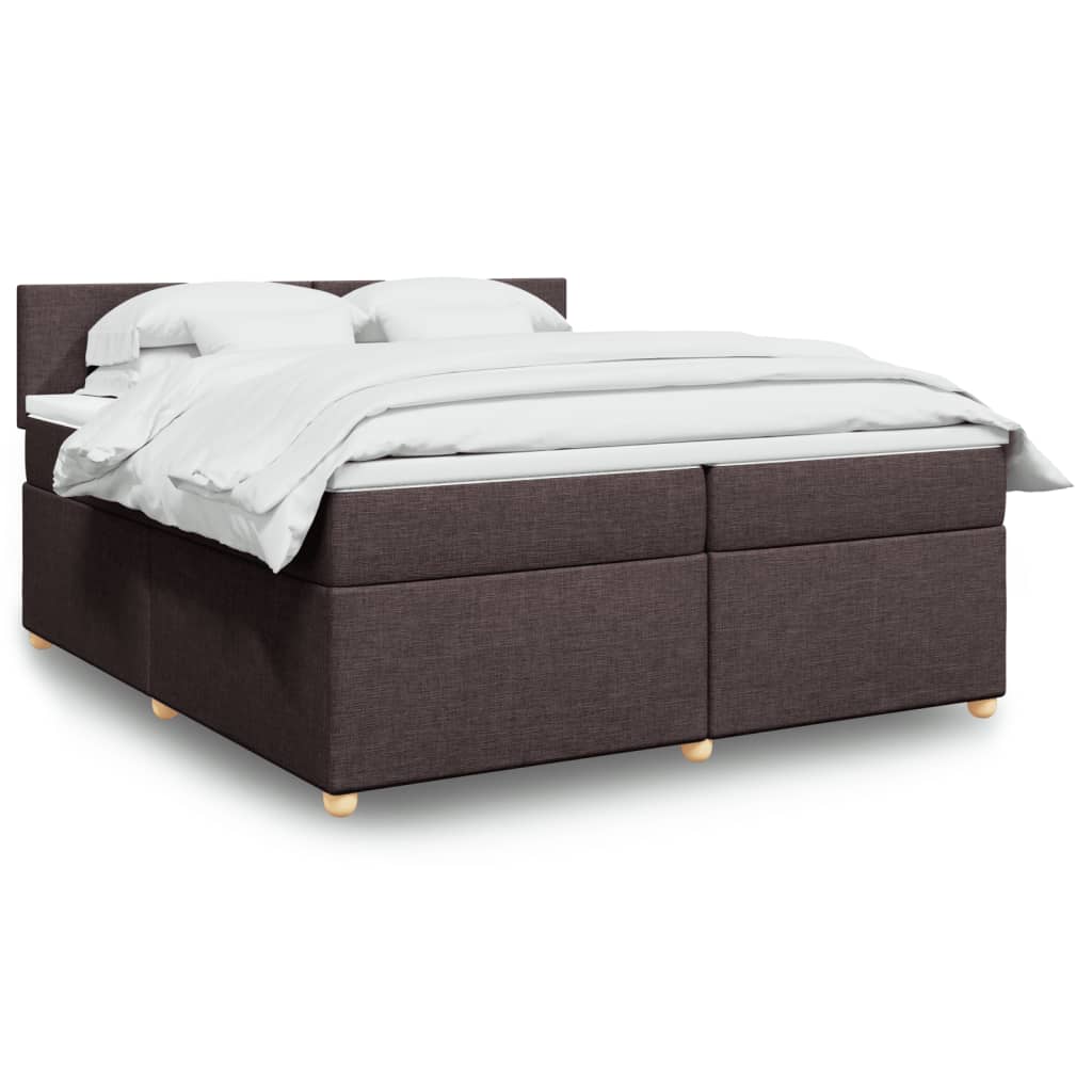 Box Spring Bed with Mattress Dark Brown 200x200 Cm Fabric