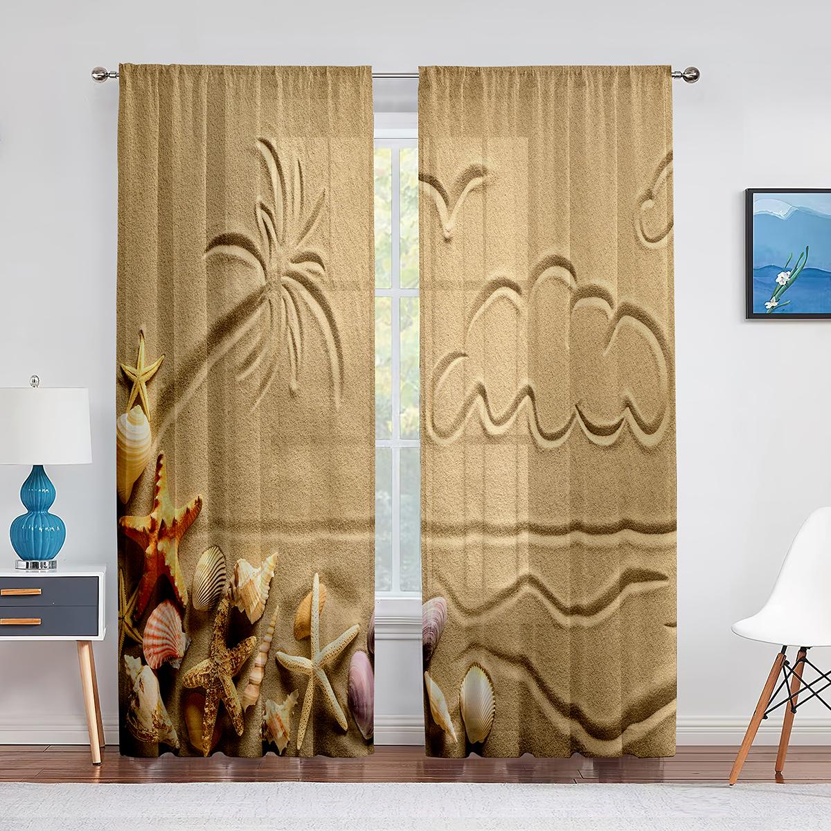Океан Морской пейзаж Пляж Летний отдых Тема Тюль Шторы для гостиной Спальня Украшения — фото 9