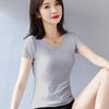 Women's Slim Fit White Cotton Short Sleeve T-Shirt - Round Neck, Summer/Spring Style