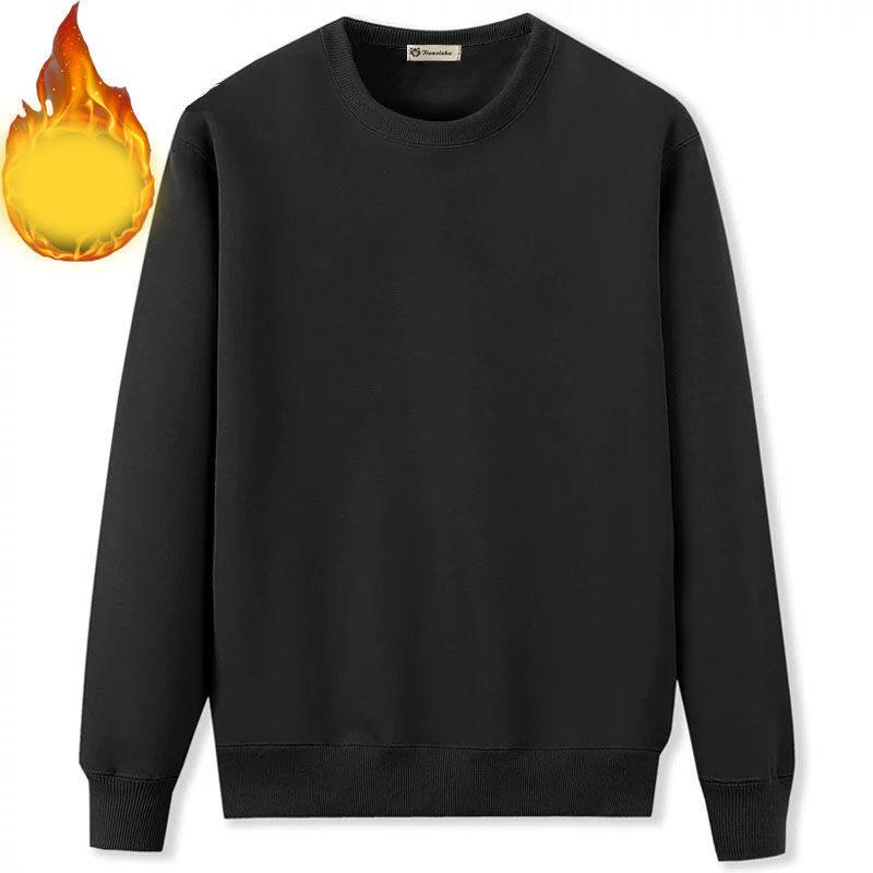 Winter Plus Velvet Padded Round Neck Sweater Men All-match Loose Casual Sweater Bottoming Shirt