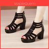 Roman Sandals Women Chunky Heel Non Slip Open Toe Summer Footwear For Casual Wear