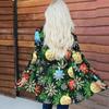 Women's Fashionable And Casual Christmas Printed Mid Length Cardigan Long Sleeved Jacket