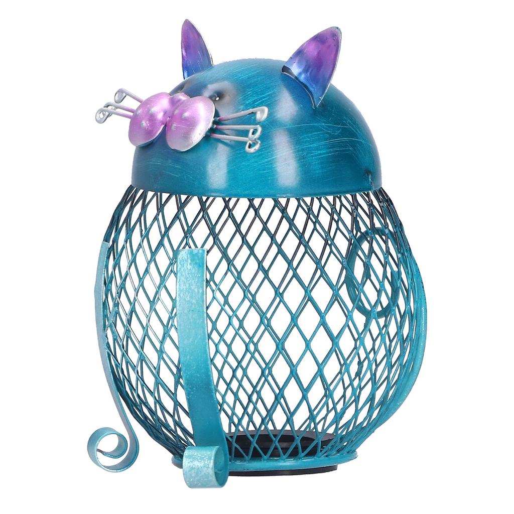 Salvadanaio Gatto Animale Decorazione Ferro Battuto Fatto a Mano Scatola per Risparmio Denaro Regalo di Compleanno