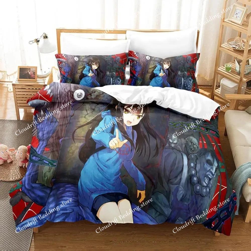 Anime Mieruko-chan The Girl Who Can See Them Bedding Set Boys Girls Twin Queen Size Duvet Cover Pillowcase Bed Kids Adult