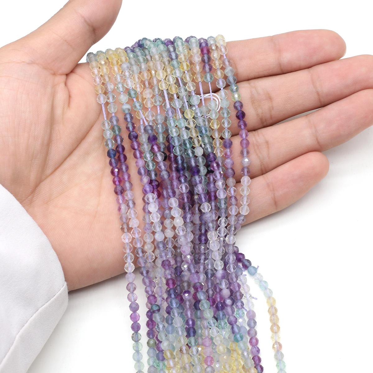 1 нить граненые бусины из флюорита из натурального камня 2 мм 3 мм бусины из флюорита — фото 5