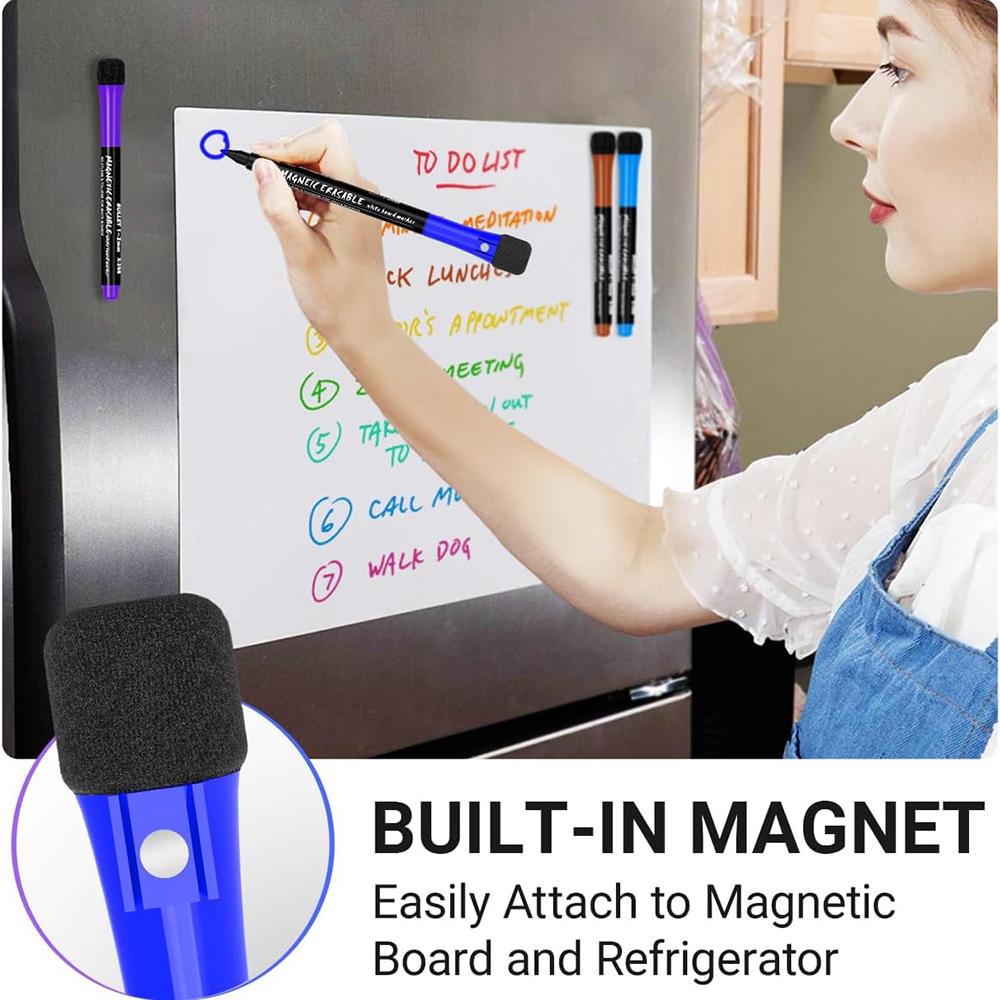 Magnetic Dry Erase Markers Fine Tip Point Whiteboard Markers Children's Erasable Water-Based Marking Pen for School Supplies