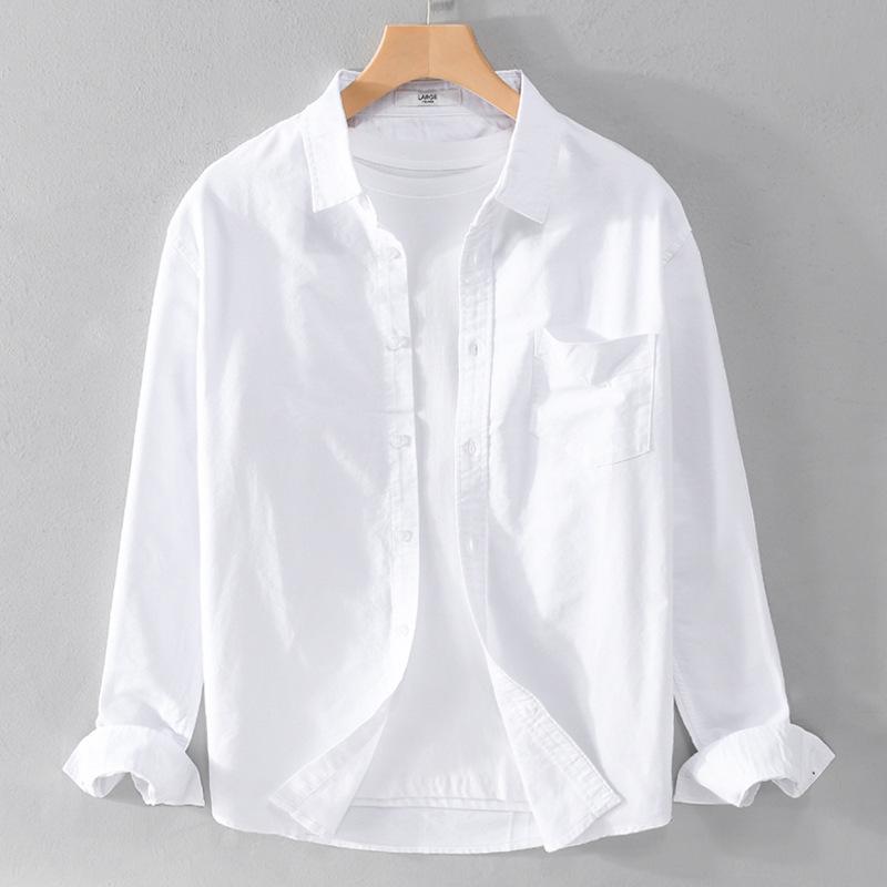 Autumn Men s Warm Long Sleeved Shirt M белый