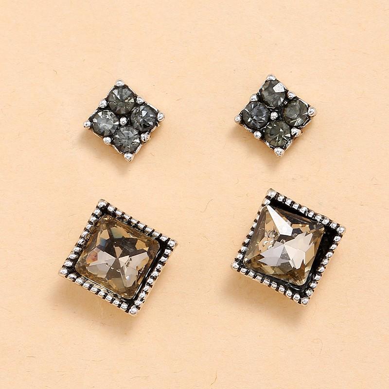 Retro Geometric Rhinestone Earrings: 2-Piece Fashion Set (2022)