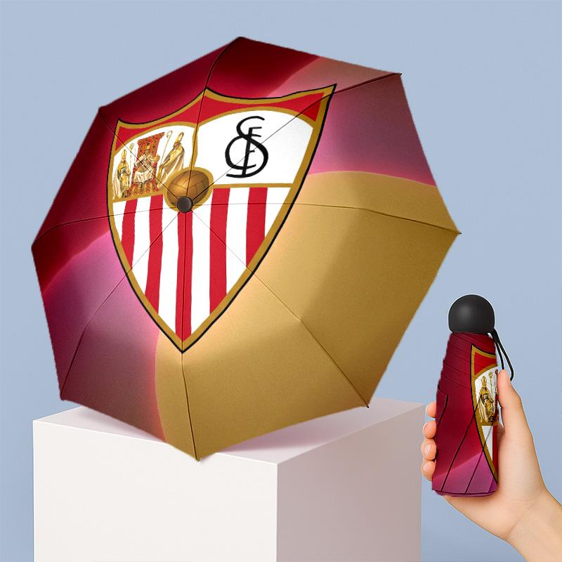Sevilla FC Mini 5 Fold Pocket Umbrella Compact Lightweight Anti UV Rain Sun Protection Umbrella Portable Travel Umbrella