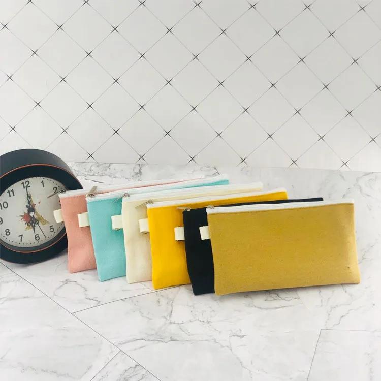 

1 шт. Порожній кольоровий полотняний пенал на блискавці Бавовняні полотняні косметички На замовлення Логотип Однотонний DIY Сумка для рукоділля Дропшипінг