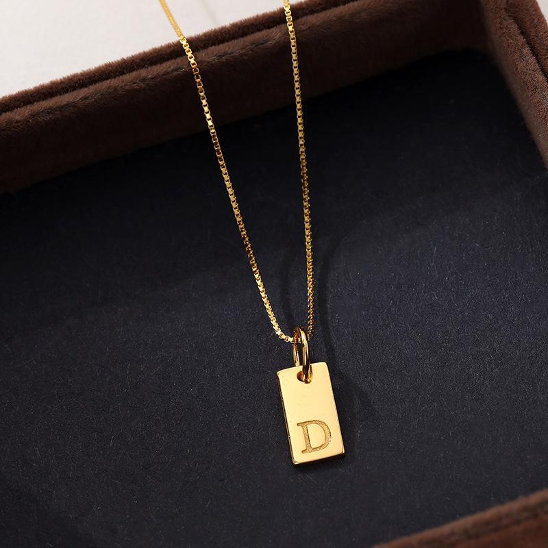 Banyan Tree Sterling Silver Square Letter Pendant Necklace