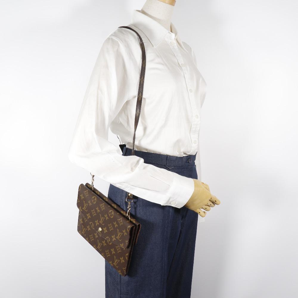 Louis Vuitton Podwójna Torba na Ramię Mule M51815 vintage kopertówka 2-w-1 Brązowy Płótno Monogram unisex Używana