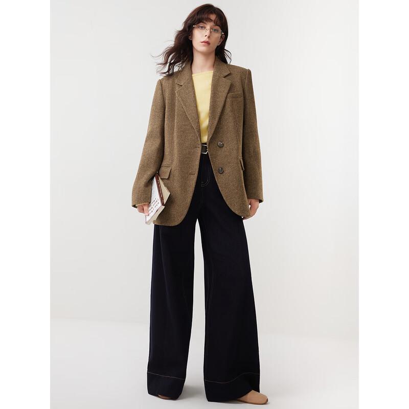 ELLE Damen Blazer aus Wollmischung im französischen Stil