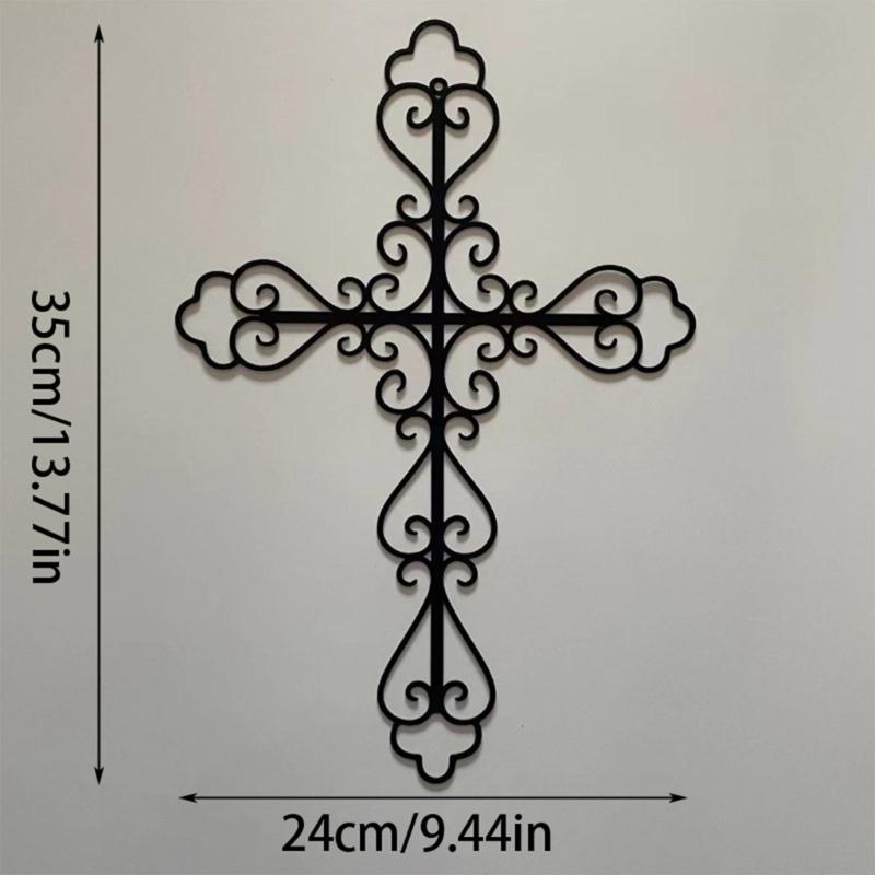 Metallkreuz Wanddekoration Innen Außen Wandkunst Skulpturen Hängende Ornamente für Zuhause Schlafzimmer Wohnzimmer Dekorationen