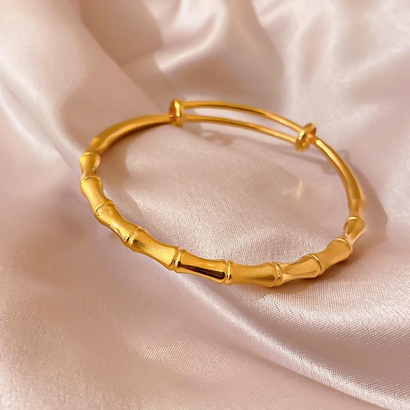 Gold Plated Zircon Titanium Steel Korean Minimalist Bangle | Versatile High-End Bracelet for Women