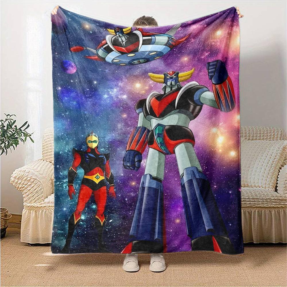 1pc UFO Robot Grendizer8 Blanket, Gift, for Men and Women, Soft Blanket, Good for Sofa Bed Couch Travel, Lightweight Flannel Blanket