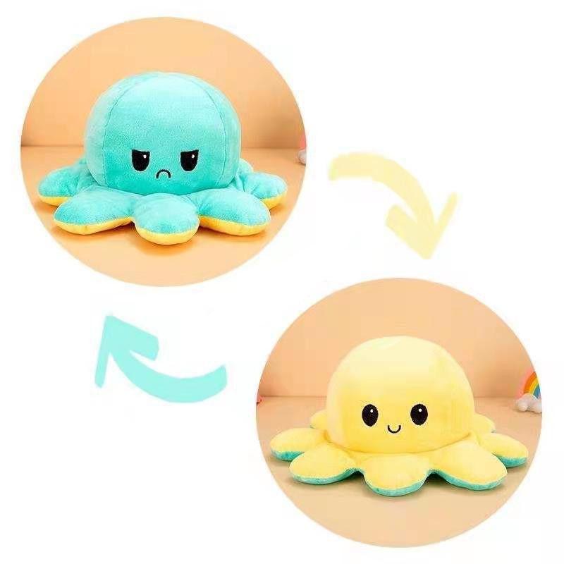 

Plush Doublesided Flip Toy Marine Life Stuffed Doll Animals Blue Yellow