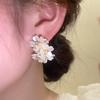 Hot Sale Of The Season Korean Pearl Petal Earrings Elegant Personality Large Atmosphere Heart Shaped Exquisite Ear Zircon Fa...