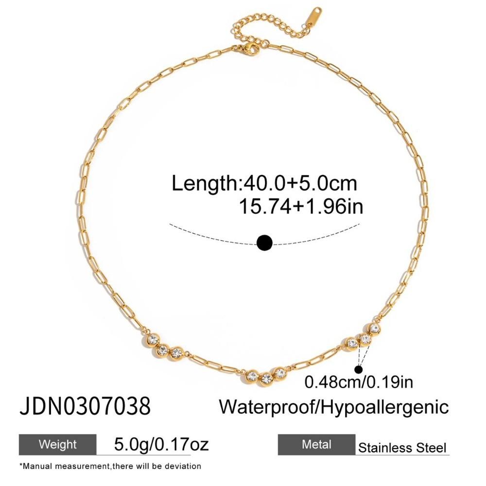 Fashion 18K Plated Zirconia Chain Classic Gold Stackable Women Minimalist Stainless Steel Cubic Zirconia Women Jewelry