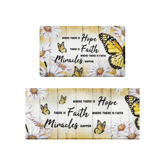 

Butterfly Kitchen Rugs Sets of 2 Kitchen Mats for Floor Farmhouse Anti Fatigue Mats for Kitchen Daisy Floral Kitchen Rugs жёлтый